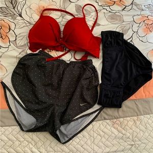 3 for the Price of 1! Nike Dri-fit shorts/S&S Bikini top/Black bikini bottom